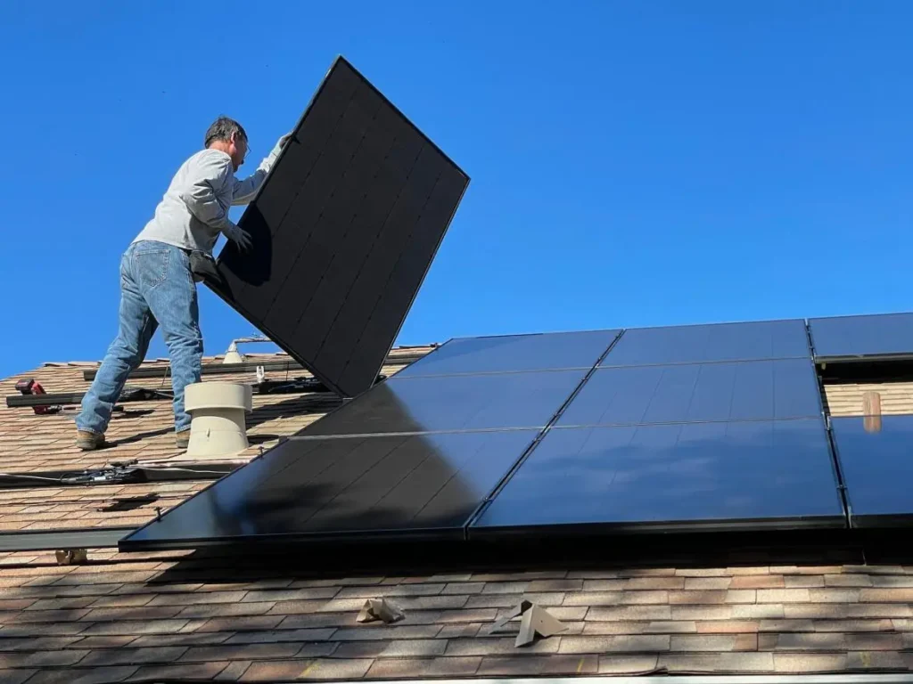 Rooftop solar panel installation in Anaheim, California